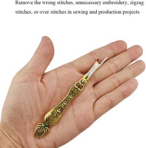 HAHIYO Metal Seam Ripper with Classical Engraved Pattern - Ergonomic Non-Slip Handle Sewing Stitch Cutter Thread Unpicker for Quilting Sewing Craf...