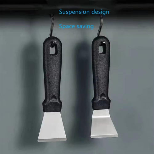 Metal Paint Scraper & Spatula tool QIANBEIY Stainless Steel Pan Scraper,Small Utility Cleaning Stiff Scraper for Window Recesses Floor and wallpap...