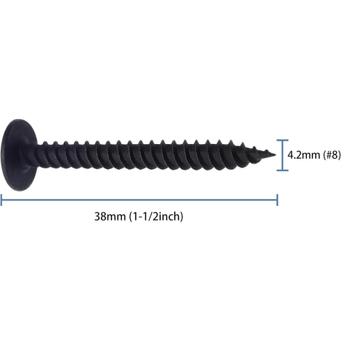 80pcs #8 × 1-1/2” Modified Truss Head Wood Screws, Phillips Drive, Black Wood Screws, Screws with Screwdriver Bit...