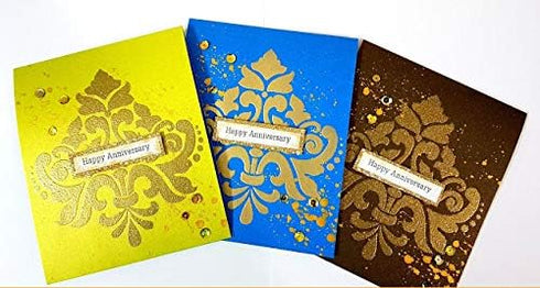 CrafTreat Damask Stencils for Painting on Wall, Tile, Wood, Canvas, Paper, Fabric, and Floor - Bold Damask and Damask Background - 2 Pcs - 6x6 Inc...