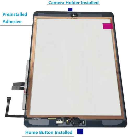 for White iPad 6 2018 6th Generation A1893 A1954 Touch Screen Digitizer Assembly Replacement with Home Button,Camera Bracket,Pre-Installed Adhesiv...