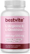 BESTVITE L-Arginine L-Ornithine 500-250 (120 Vegetarian Capsules) - No Stearates - No Fillers - Vegan - Non GMO - Gluten Free - No Calcium Silicat...