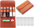 Portable Spice Bag for Travel, Camping Spice Kit with 5 Jars, Foldable Leather Spice Holder Seasoning Storage Bag, Condiment Container Set for Out...