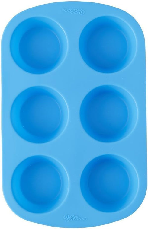 Wilton Easy-Flex Silicone Muffin and Cupcake Pan, 6-Cup, Blue...