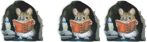 3Pcs 3D Realistic Mouse Wall Stickers, Mouse Reading Book Wall Decals Wall Decor, Removable Wall Art Murals for Living Room Nursery Bedroom Kids R...