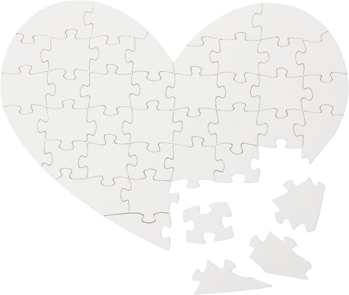 Set of 12 Heart Shaped Blank Jigsaw Puzzles to Draw On for Valentine’s, DIY Crafts (9 x 6 in, 40 Pieces Each)...
