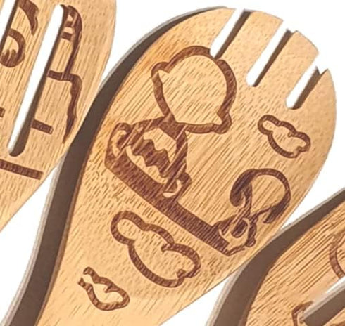 Bejky 6-Pcs Wooden Bamboo Spoons Set - Organic Food Cooking Utensils - Kitchen Accessories and Home Decor - Cookware Gifts for Women - Nonstick Ea...