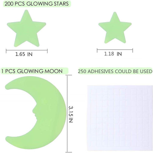 Glow in The Dark Stars - Glow Stars Stickers for Ceiling,Self Adhesive 3D Glowing Stars and Moon for Starry Sky,Wall Decals for Kids Rooms,Wall St...