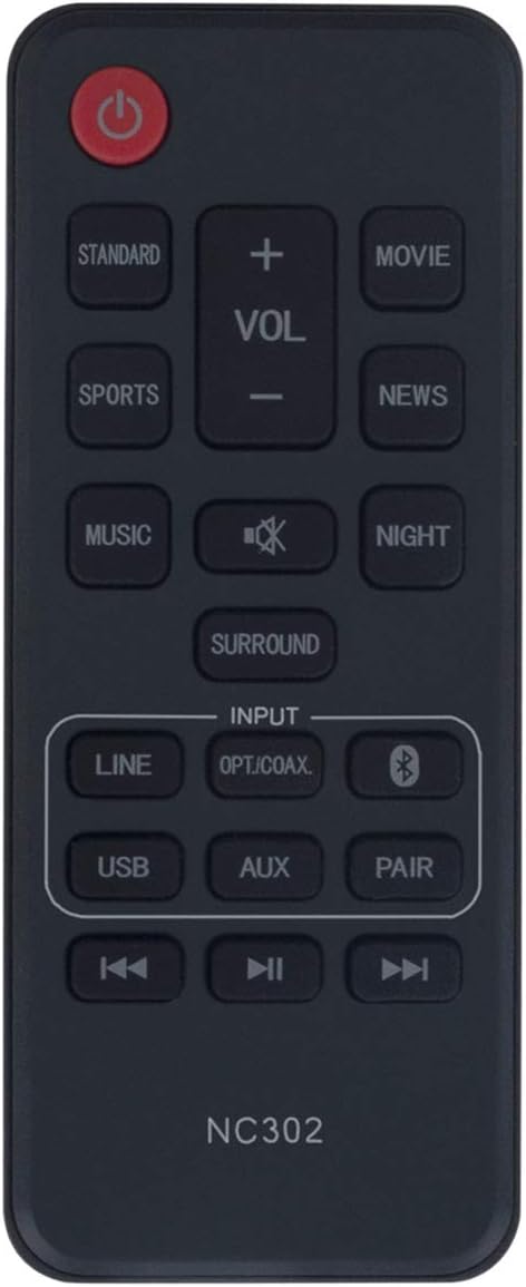 NC302UH NC302 Replacement Remote Control fit for Sanyo Soundbar FWSB426F Soud Bar Speaker...