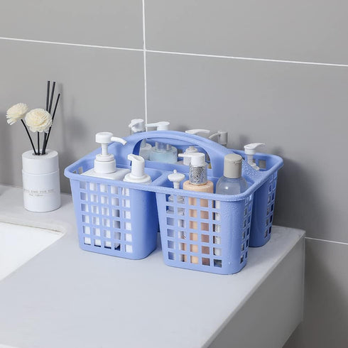 Cleaning caddy bucket Plastic Storage Shower Caddy Basket with Handle for Garden, Cleaning Supplies, Dark blue...