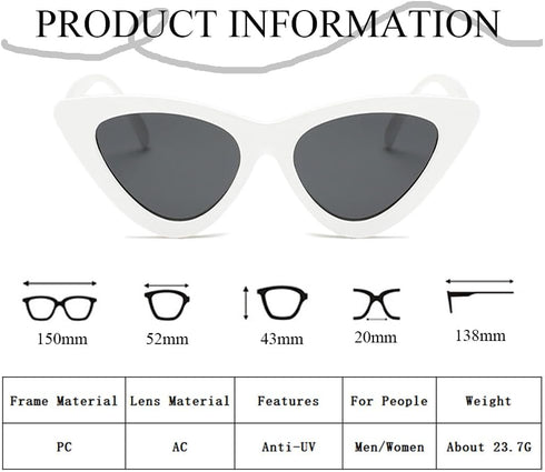 FBHLZ Women Cat Eye Sunglasses Retro women Narrow Cat Eye Sunglasses Goggles Retro Sun Glasses Summer Accessories...