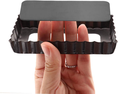 Mini Tart Pan Set of 6 Rectangular Non-Stick 4 Inch Quiche Pan Loose Removable Bottom Tart Pan for Pies, Quiche Bakeware, Cheese Cakes, Desserts...