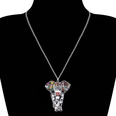 BONSNY Signature Africa Wildlife Collection SUNRISE Jungle Safari Wild Elephant Enamel Pendant Necklace...