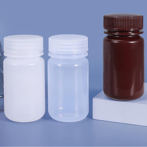 4.2 oz Wide Mouth Lab Reagent Bottle, Laboratory Grade Chemical Container, Sealed Leak-proof Translucent HDPE Bottle, Pill Bottle, Water Sample Bo...