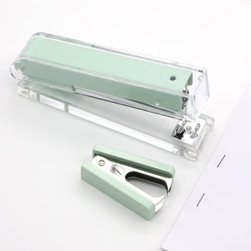 Clear Acrylic Stapler Mint Green Desktop Staple Remover Tool for Standard 24/6 or 26/6 Staples, Acrylic Office Desk Accessories for Women (Mint Gr...