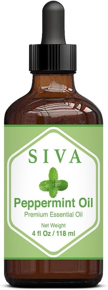 Siva Peppermint Essential Oil - 4 Fl Oz – Natural Peppermint Oil - for Diffuser, Face, Skin Care, Aromatherapy, Hair Care, Scalp and Body Massage ...