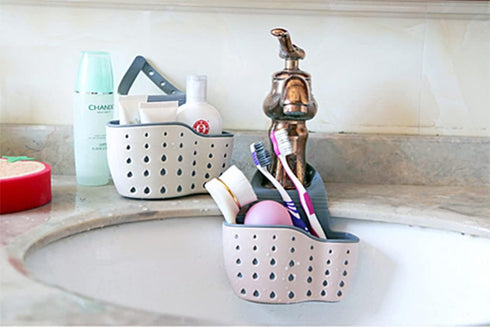 Kitchen Sink Caddy Sponge Holder Hang Basket for Scrubber Dish Brush Kitchen Accessories Organizer(Light Blue)...