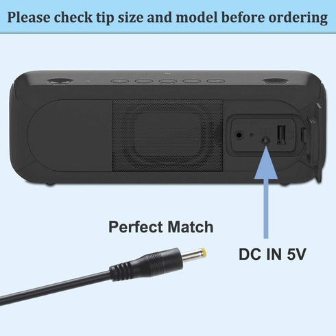 5V Speaker Charger Compatible with Sony AC-E0530 SRS-XB30 SRS-XB41 RDP-M5iP RDP-M7iP SRS-A1 SRS-A212 SRS-A3 SRS-M50 SRS-M55 Bluetooth Wireless Spe...
