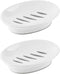 WYOK 2-Pack Soap Dish with Drain Plastic Sponge Holder Easy Cleaning Soap Saver Tray Caddy Keep Dry Stop Mushy for Shower Bathroom Kitchen(White)...