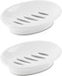 WYOK 2-Pack Soap Dish with Drain Plastic Sponge Holder Easy Cleaning Soap Saver Tray Caddy Keep Dry Stop Mushy for Shower Bathroom Kitchen(White)...