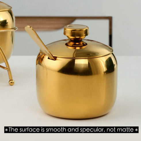 123Arts Stainless Steel Sugar Bowl with Lid and Spoon, Sugar Container for Coffee Salt Spices...