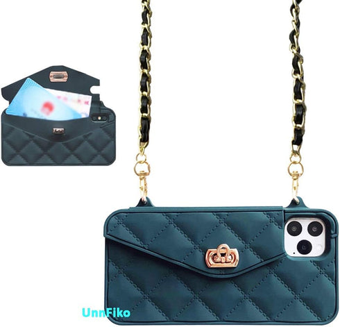 UnnFiko Wallet Case Compatible with iPhone 11 Pro, Cute Light Luxury Bag Design, Purse Flip Card Pouch Cover Soft Silicone Case with Handstrap Lon...