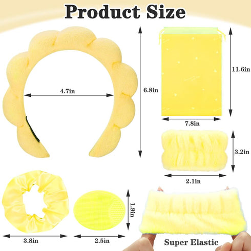 Spa Headband for Washing Face Sponge Bubble Headbands Face Wash headband and wristband set for Women Girls Makeup Skincare Cute Head Wear Portable...