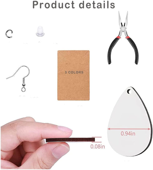 Phinicco 60 PCS Sublimation Earring Blanks with Earring Hooks and Pliers Jewelry Craft Kit for Sublimation Jewelry Making Earring DIY...