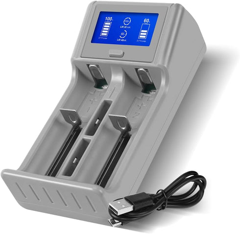 Rechargeable Batteries Charger AA AAA C with Smart LCD Display,Universal Battery Charger Lithium/Ni-Mh/Ni-Cd Rechargeable Coin Battery Charger Lir...
