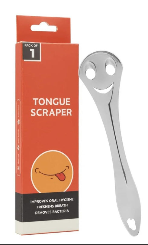 Tongue Scraper |Clean Tongue for Fresher Breath - 100% Stainless Steel Oral Hygiene ToolDesigned for both kids and adults, with travel case, Silve...