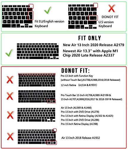 English Language Silicone Keyboard Cover A2179 Silicone Protective Skin Keyboard Protector for MacBook Air 13 inch with Touch ID A2337 M1 Chip EU ...