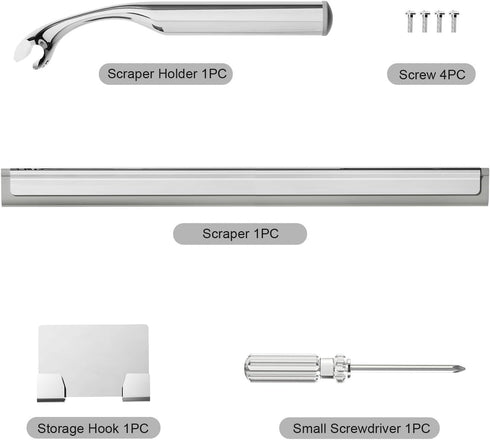 Shower Squeegee for Glass Doors, Squeegee for Shower Glass, Bathroom with Hook, Stainless Steel, 12-Inch Wide Blade for Efficient Cleaning, Perfec...