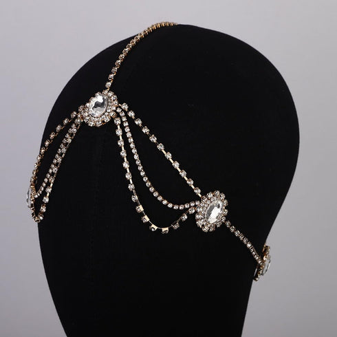Missgrace Women Dainty Bohemian Rhinestones Head Chain Hair Accessories for Bridal...