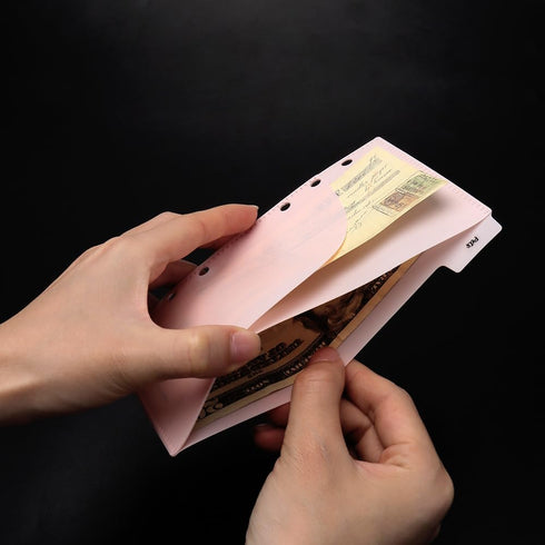 Pink Cash Envelopes A6 Binder Pockets Dividers 6 Tabs PP A6 Binder Inserts with Label Stickers Cash Envelope for Budgeting A6 6-Ring Budget Binder...