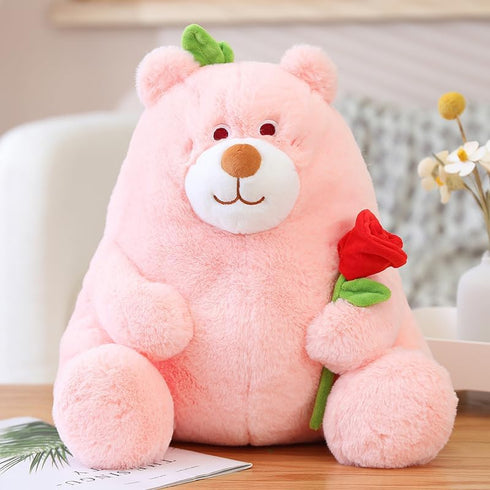 Stuffed Animals & Plush Toys Cute Flower Bear Stuffed Animal Plush Toys Super Soft Bear Cuddle Throw Pillows 9.8in (Color : Pink)...