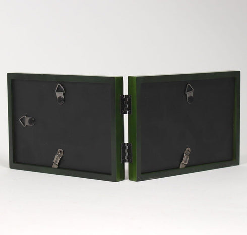 Lawrence Frames Collection Hinged Double Horizontal Wood Picture Frame Gallery, 4 by 6-Inch, Green...