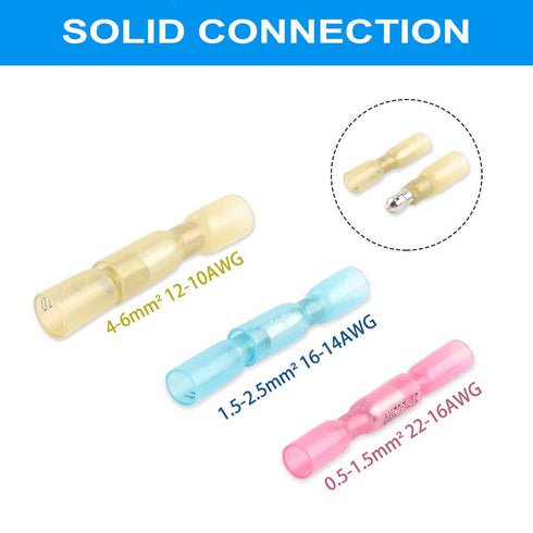 Heat Shrink Bullet Connectors, 100 Pcs Female Male Electrical Bullet Butt Terminals Insulated Waterproof Marine Bullet Connectors for Watercraft, ...