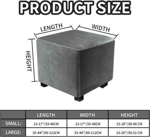 DUJUIKE Ottoman Covers Slipcover Square Ottoman Covers Protector for Footrest Foot Stool Furniture Stretch Comfortable Velvet with Elastic Bottom(...