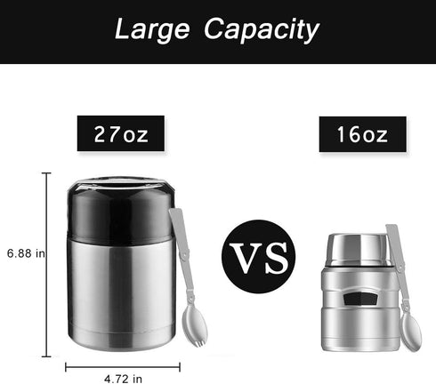 SSAWcasa Soup Thermos for Adults, 27oz Thermos for Hot Food, Wide Mouth Stainless Steel Food Thermos Jar, Insulated Lunch Container with Spoon & H...
