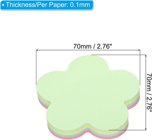 PATIKIL 2.7 x 2.7 Inch Flower Shape Sticky Notes, 6 Pads Cute Self-Stick Memo Pads Bright Colorful 100 Sheets/Pad for Home Office, 4 Colors...