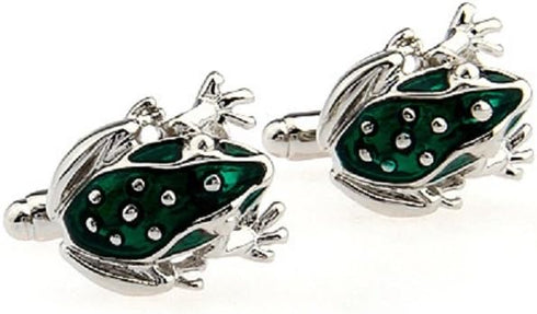 Frog Green Pair Cufflinks in a Presentation Gift Box & Polishing Cloth...
