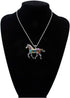 Charms Enamel Rainbow Horse Pendant Necklace with Earrings Jewelry Sets...