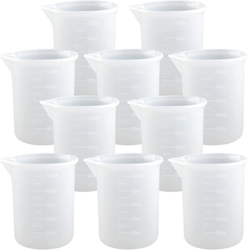 10 PCS 100ml Silicone Measuring Cups for Resin Non-Stick Mixing Cups Glue Tools, Precise Scale Toning Cups for Resin DIY Craft Jewelry Making...
