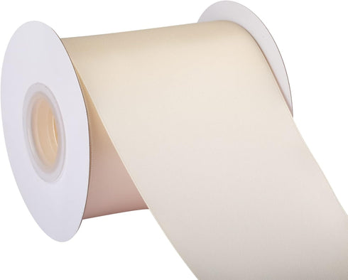 4" Inch Double Faced Satin Ribbon Ivory Solid Polyester Craft Ribbon - 25 Yards Perfect for Gift Wrapping, Crafts, Wreath, Wedding Party Ceremony ...