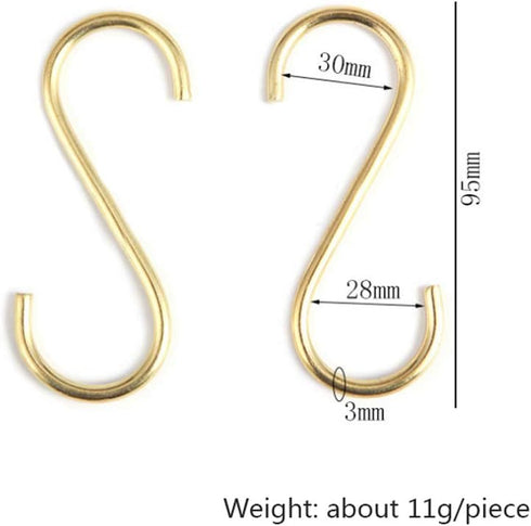 10 Pieces Multipurpose Brass S Shaped Hooks Coat Clothes Storage Hangers Kitchen Pot Pan Racks...