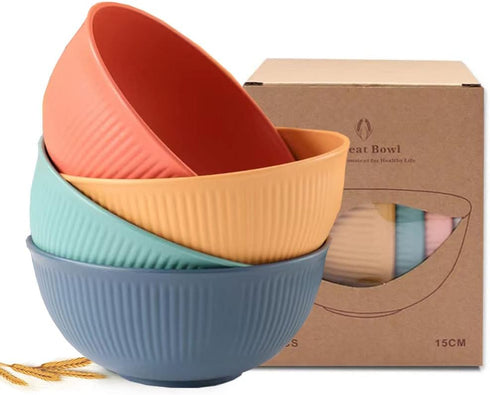Cereal Bowls Unbreakable 24 OZ, Plastic Bowls Reusable Light Weight Bowl, Microwave and Dishwasher Safe BPA Free Cereal Bowls heat Straw Bowl for ...