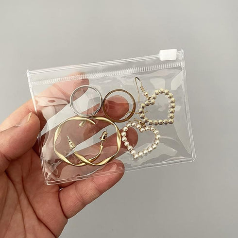 50 Self Seal PVC Pack Zipper Lock Bags,Clear Jewelry Anti Oxidation Bag Clarity Tarnish Prevention,Small Sealed Bag,Resealable packaging or Storag...