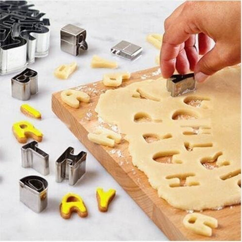 Mini Alphabet Number Cookie Cutters Sets of 37 Pieces Letter Mold Tools for Fondant Biscuit,Cake,Fruit,Vegetables,or Dough Stainless Steel...