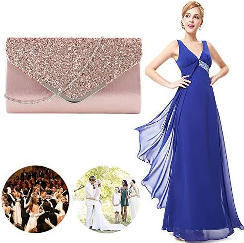 Womens Shiny Glitter Evening Clutch Envelope Handbag Chain Purse for Wedding Party Prom Gift for Mom Wife Girlfriend...
