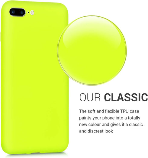 kwmobile Case Compatible with Apple iPhone 7 Plus/iPhone 8 Plus Case - Soft Slim Protective TPU Silicone Cover - Neon Yellow...
